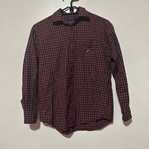 Nautica Men's Burgundy Checkered Shirt